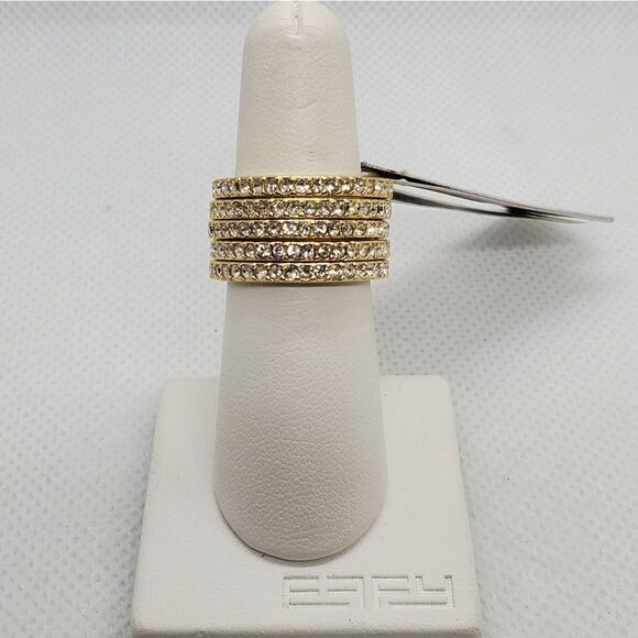 NWT Michela Currone Gold Rhinestone Layered Ring - Picture 2 of 6